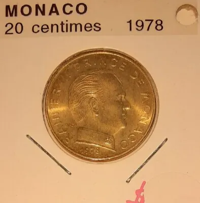 1978 Monaco 20 Centimes Coin Of Prince Rainier III - UNC W/Toning • $15.95