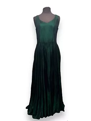 Vintage 80s Dark Green Long Evening Dress Size 10 - Bridal Bridesmaid Prom • £35