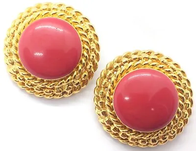 Large Vintage St. John Earrings Enamel Gold Plated Retro Clip-On Statement • $119