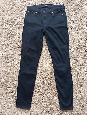 7 FOR ALL MANKIND The Skinny Black Womens Jeans Denim Cotton Stretch W 30 L 29 • £16.50