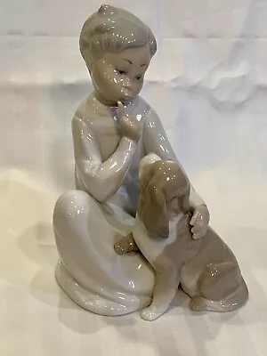 Lladro 4522 Boy With Dog Spaniel Shhh Quiet Puppy Glossy Retired Figurine Mint • $44.99