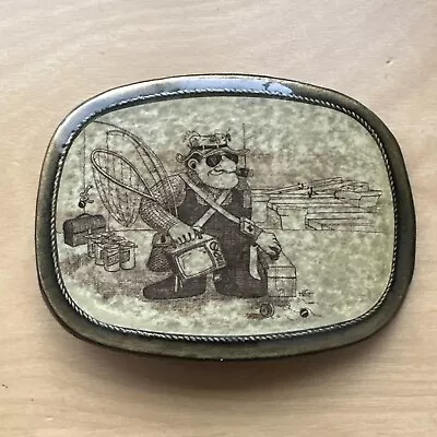 Vintage Old Man Gone Fishing Belt Buckle Scrimshaw Cartoon Comic Look For 1.5  • $12