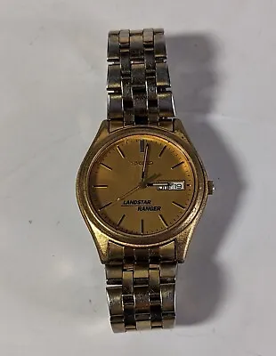 Vintage Seiko Mens Gold Watch Daydate Round 7N43-9048 Needs Battery • $39.99