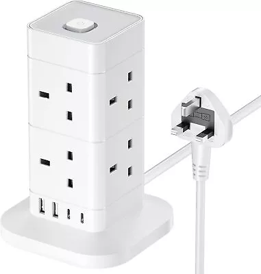 2 / 5 M Cube Extension Lead With USB C 8 Way Power Strip With Surge Protection • £26.99