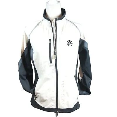 Volkswagen VW  Jacket Full Zip  By Elevate Womens M White Gray Logo Fitted Style • $19.99