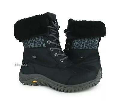 UGG Adirondack II Exotic Black Leather Fur Boots Womens Size 7 *NIB* • $161.45