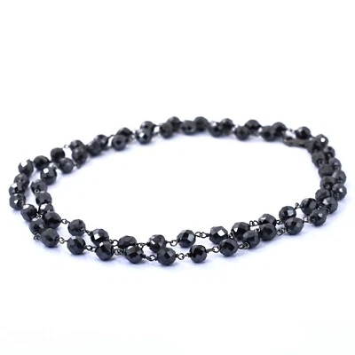 $299 • Buy Black Diamond Beads Chain Necklace, 925 Silver,Great Sparkle! VIDEO.