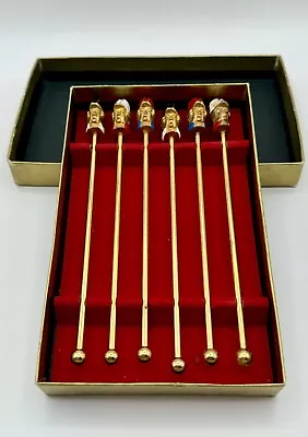 6 Vintage “Solider” Brass Drink Stirrers Cocktail Swizzle Sticks Bar RARE • $17.99