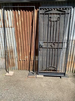 Vintage Wrought Iron Security Door With Frame - 2020 X 890  (for Restoration) • $350