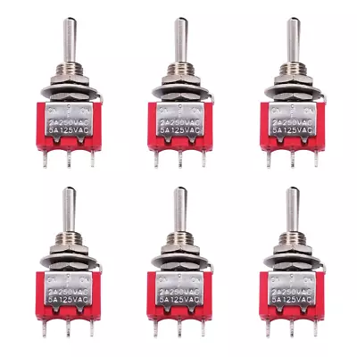 6Pcs Momentary Mini Miniature Toggle Switch 3 Terminal 3 Position SPDT (On)/Off/ • $17.49