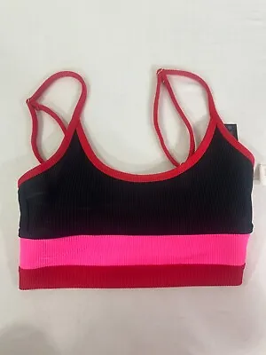 Beach Riot Eva Ribbed Bikini Top Womens XS Colorblock Scoop Neck Longline New • £14.47