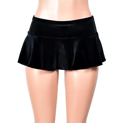 $36 • Buy Black Velvet Micro Mini Skirt Flared Stretch Plus Size XS S M L XL 2XL 3XL Goth