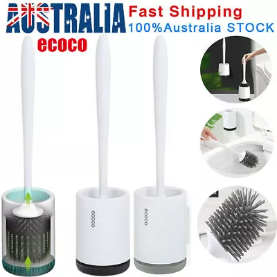 Ecoco Bathroom Silicone Bristles Toilet Brush With Holder Set Cleaning Brush TPR • $13.98