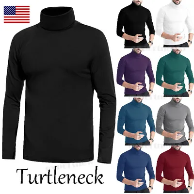 Men's Turtleneck Pullover Long Sleeves Jumper Tops Warm Casual Slim Fit T-Shirt • $21.79