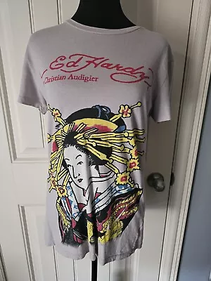 Ed Hardy By Christian Audigier Geisha Tee Ladies Cut Large Made In USA  • £18.59