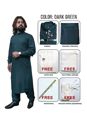 Mens Pakistani Shalwar Kameez 6 Colors S M L XL With FREE GIFTS Full Pckage • £27.99