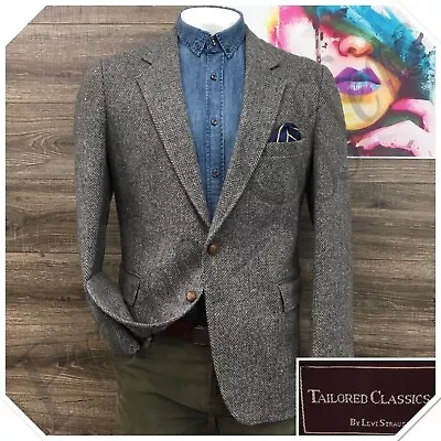 Vintage Levis Mens Tweed Blazer Sport Coat Casual Jacket Size 42R Wool Suit USA • $89.95