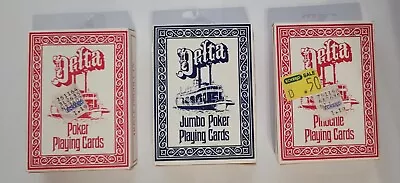 3 Sealed Vtg Decks Of DELTA Playing Cards HOYLE Poker Jumbo Poker & Pinochle • $19.99