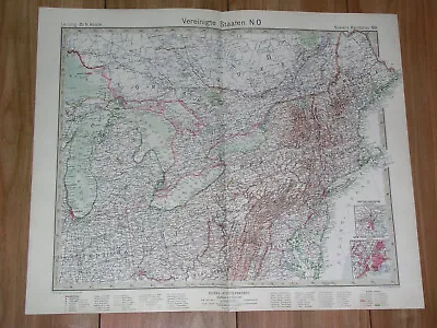 1927 Vintage Map Of Ne Usa Great Lakes Michigan Erie Ontario New York / Canada • $28.90
