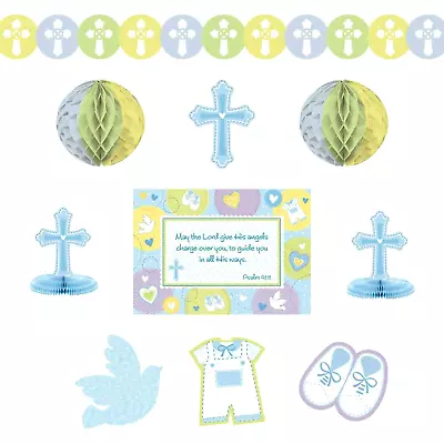 Religious Baptism Christening Blue Room Decorating Kit Garland Party Blessed Day • $20.95