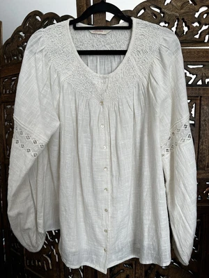 $80 • Buy Arnhem Organic Cotton And Lace Smocked Blouse 12