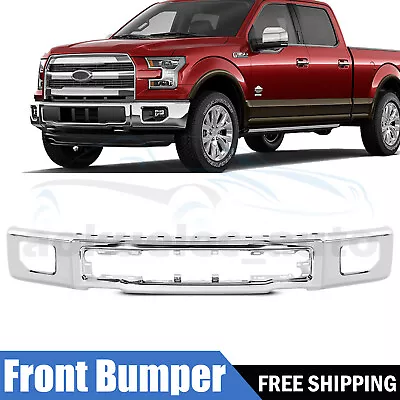 Chrome Steel Bumper Face Bar For 2015-2017 Ford F150 Truck W/ Fog Light Holes • $255.74