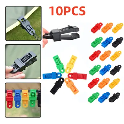 10Pcs Awning Tarp Clips Set Reusable Buckle Tent Clamp Heavy Duty Camping Tool • £3.89