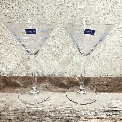 Mikasa Cheers Cut Glass Martini Glasses - Set Of 2 • $17.99