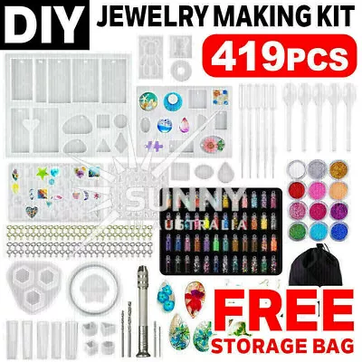 419X DIY Jewelry Mould Handmade Crystal Glue Making Set Resin Silicone Mold Kit • $39.49