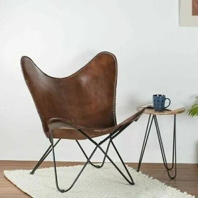 Vintage Ten Retro Leather Handmade Butterfly Chair Full Folding Relax Arm Chair • $71.25