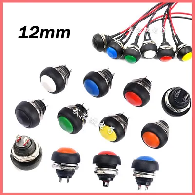 Mini 12mm Waterproof Momentary ON/OFF Push Button Round Switch With Cable • $2.39