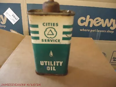 Vintage Cities Service Utility Oil 4 Oz Handy Oiler Advertising Can • $24.99