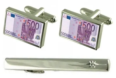 $49.51 • Buy Gift Set Tie Clip 500 Euro Note Cufflinks