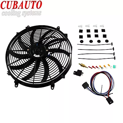 16  12V Electric Slim Push Pull Fan & Mount Kit Radiator Engine Cooling Pro NEW • $42.99