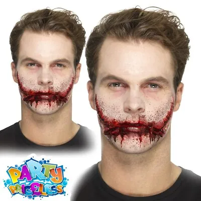 Latex Stitched Smile Prosthetic Make Up FX Halloween Scars Fancy Dress  • £5.99