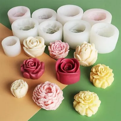 £6.48 • Buy 3D Flower Candle Mold Silicone Aromatherapy Candle Making Wax Molds Soap Moulds