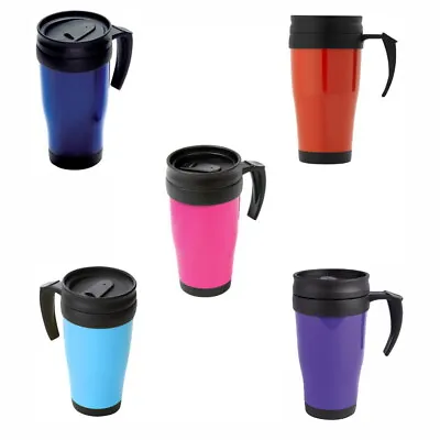 Thermal Travel Mug Cup Hot Warm Insulated Drinks Flask Outdoor Coffee Tea Lid • £5.70