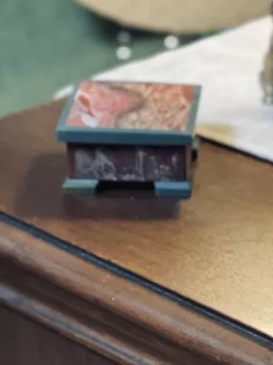 Rare Vintage Art Deco Red Marble Veined Square Trinket Jewelry Box. Handmade. • $300