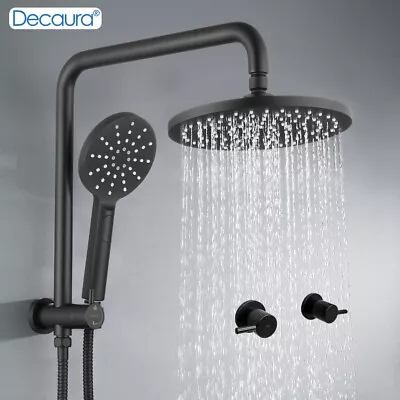 Decaura 9  Or 10  Shower Head Set Gooseneck Chrome Black Golden Wall Shower Taps • $209.99