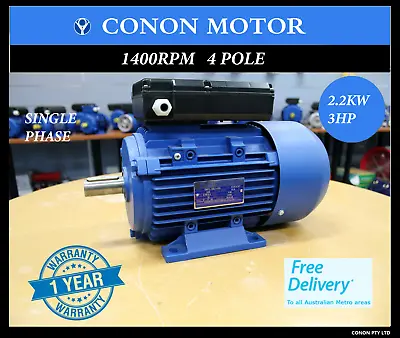 2.2kw 3HP 1400rpm 4pole REVERSIBLE CSCR Electrical Motor Single Phase 240v 28mm • $328.15