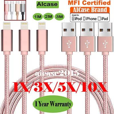 BRAIDED  USB CHARGE CABLE SYNC CORD FOR APPLE IPHONE 5 5S 6 6S 7 8 Plus • $7.99