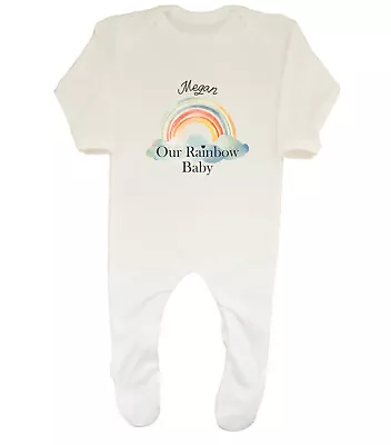 Personalised Our Rainbow Baby Baby Grow Sleepsuit Miracle After The Storm Boy • £9.99