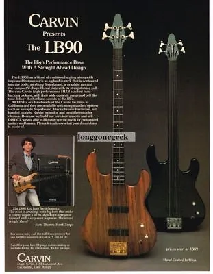 1987 CARVIN LB90 Bass Guitar SCOTT THUNES Bassist For Frank Zappa Vintage Print  • $8.95