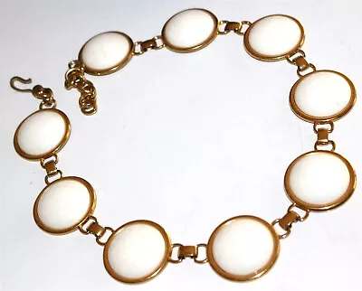Vintage MONET Signed Goldtone White Glass Beads Necklace Lot#1036 • $2.25