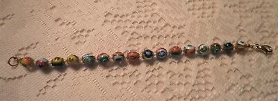 Vintage Millefiori Murano Art Glass Bead Bracelet 8 Inch • $29