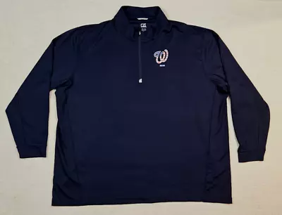 Washington Nationals 1/4 Zip Pullover W/ Flag Logo -Cutter & Buck Blue -Mens 5XB • $24.98