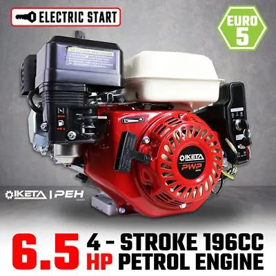 6.5HP OHV Petrol Engine Stationary Motor Horizontal Shaft Electric Start Recoil • $239
