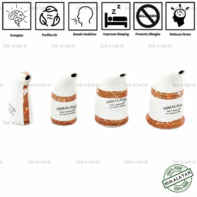 Brown/ White Himalayan Salt Pipe Inhalers Boost Respiratory/ Lungs 4 Sizes+ Salt • £13.99