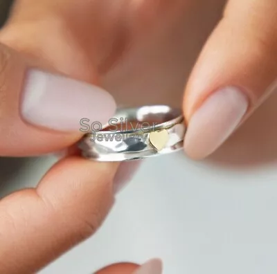 £29 • Buy Silver Spinning Ring, Meditation Heart Spinner Ring, Spin Ring, Fidget Ring