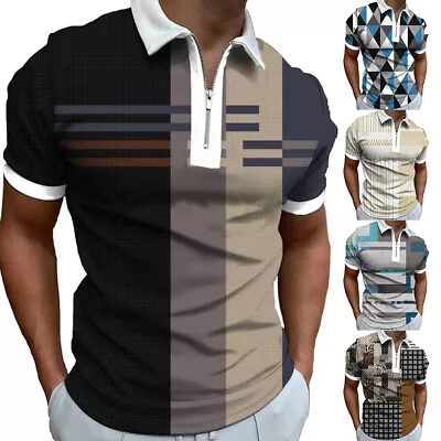 £17.09 • Buy Men's Short Sleeve Printed Polo Shirt Casual Baggy Lapel Tops T Shirt Blouse